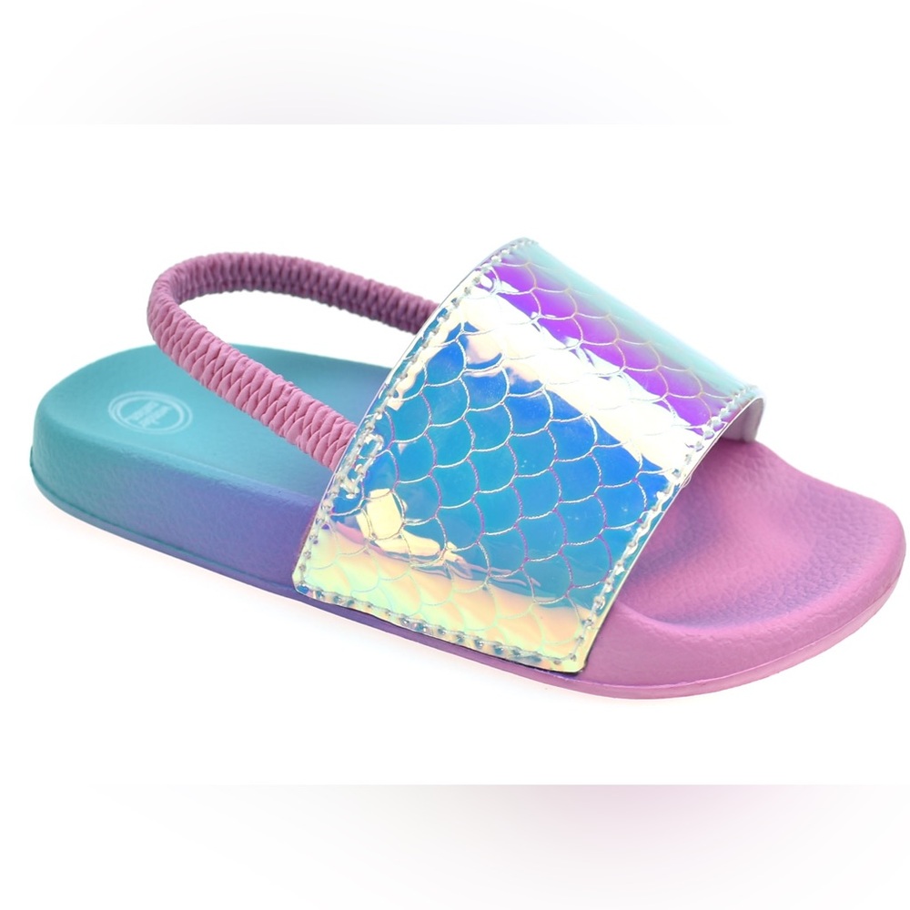 Wonder Nation Toddler Metallic Mermaid Fade Slide Sandals Iridescent Size 3